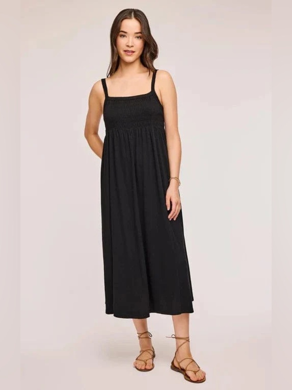 Gentle Fawn Evangeline Black Smocked Midi Dress
